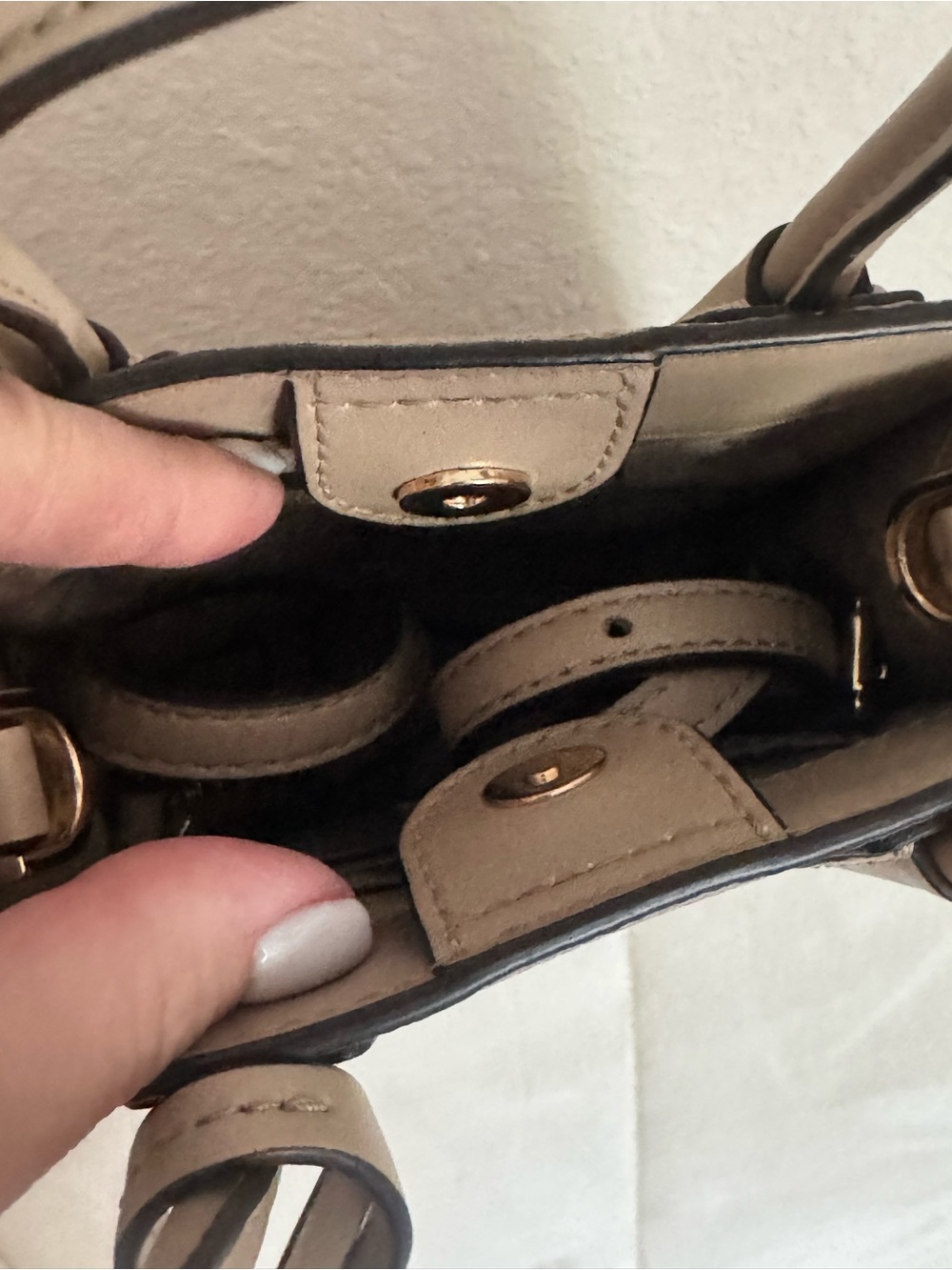 Michael Kors Taupe Pebbled Leather Mini Tote with Gold Hardware - Picture 3 of 4